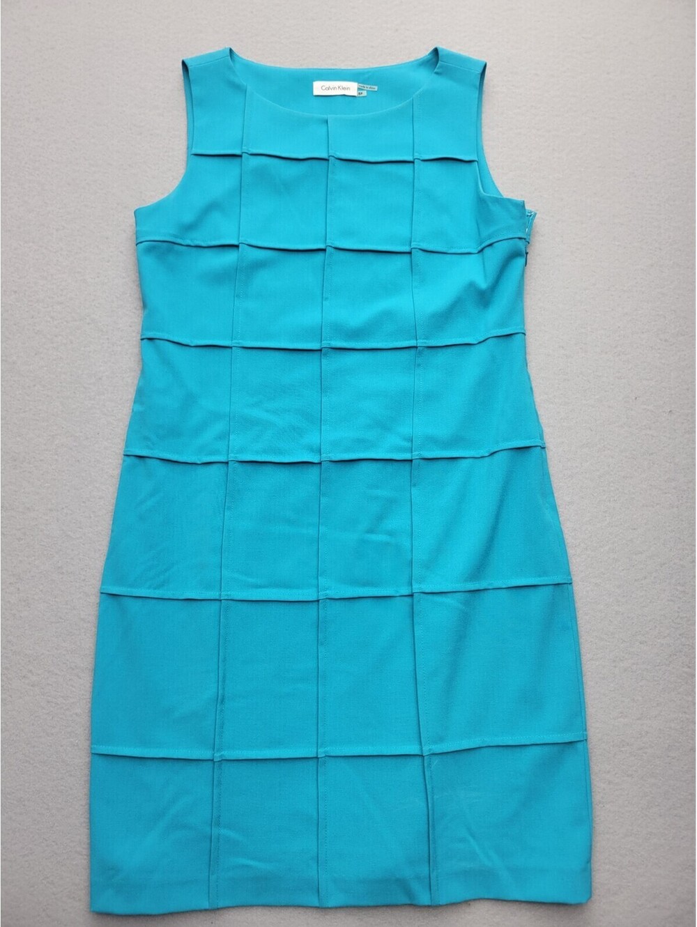Calvin Klein Womens Dress 8P Aqua Pencil MIni Sleeveless Quilted Casual Party